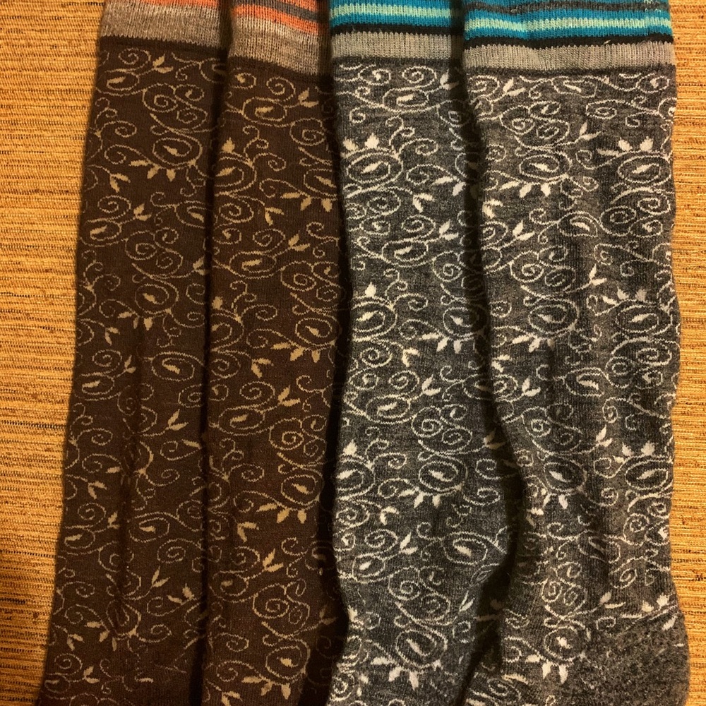 REI long floral hiking socks